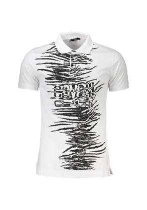 Cavalli Class tiger-stripe logo-print polo shirt - White