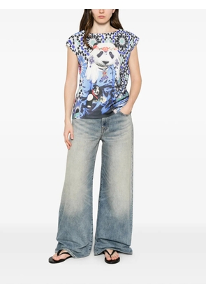 The Artistylist panda-print geometric-pattern tank top - White