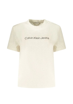 Calvin Klein logo-print cotton T-shirt - Neutrals