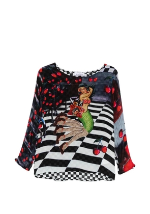 The Artistylist graphic-print checkered blouse - Black