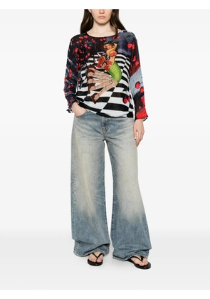 The Artistylist graphic-print checkered blouse - Black