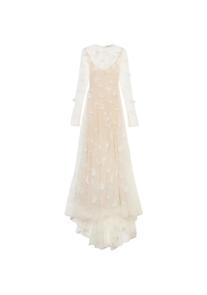 Blumarine butterfly-appliqué maxi dress - Neutrals