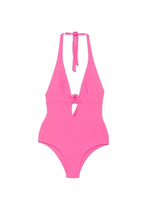 Fisico ring-detail halterneck swimsuit - Pink