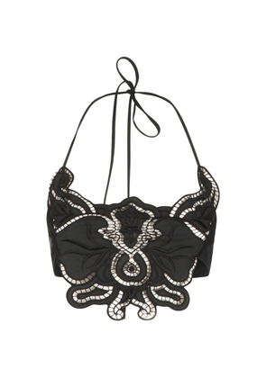 Blumarine butterfly-embroidered halterneck top - Black