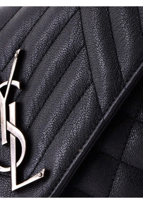 Saint Laurent Pre-Owned Classic Monogram Chain Wallet Mixed Matelasse Leather Medium crossbody bag - Black