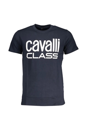 Cavalli Class logo-print crew-neck cotton T-shirt - Blue