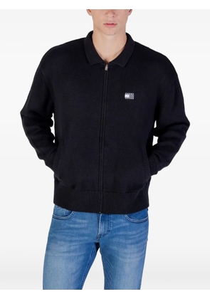 Tommy Jeans zip-up logo-patch sweater - Black