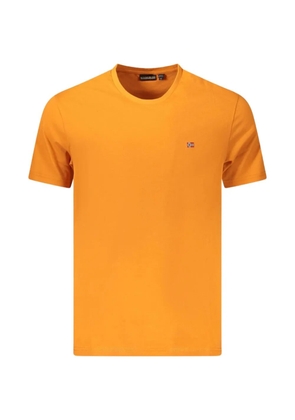 Napapijri logo-embroidered cotton T-shirt - Orange