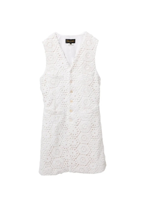 Comme Des Garçons floral-embroidered coat - White