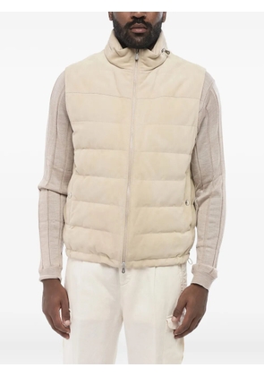 Brunello Cucinelli quilted suede gilet - Neutrals