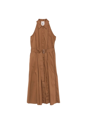 Semicouture Myrtie ladder-stitch belted dress - Brown