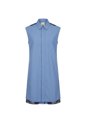 sacai pleated striped dress - Blue