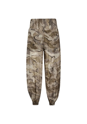 PINKO camouflage-print smocked trousers - Neutrals