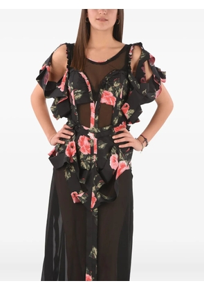 Maison Margiela floral-print ruffled dress - Black