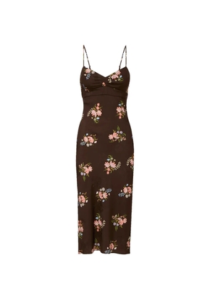 Veronica Beard Shara floral-print midi dress - Brown
