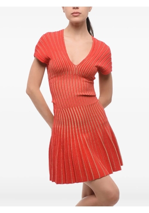 Balmain pleated V-neck dress - Red