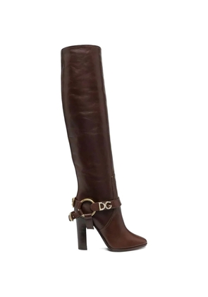 Dolce & Gabbana DG logo-plaque buckled ankle boots - Brown