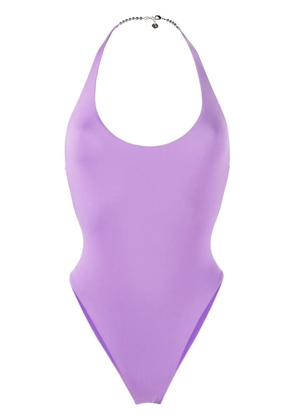 The Attico halterneck open-back swimsuit - Purple