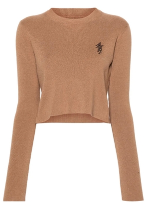AMIRI logo-embroidery cropped jumper - Brown