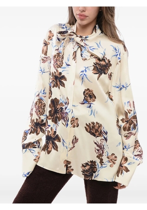 Jil Sander floral self-tie shirt - Neutrals