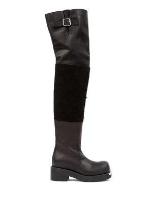 MM6 Maison Margiela panelled buckled leather boots - Black