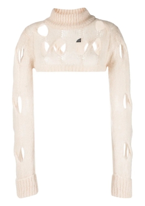 Federica Tosi cropped cut-out knitted top - Neutrals