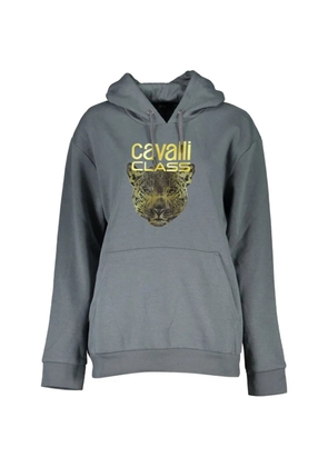 Cavalli Class leopard-print logo-print hoodie - Grey