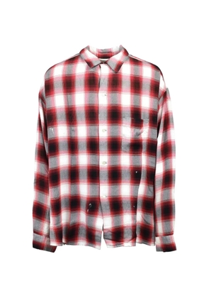 SAINT MXXXXXX check-pattern distressed shirt - Red