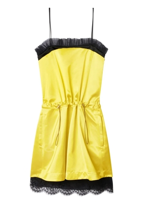 Off-White lace-trim duchess satin weave minidress - Yellow