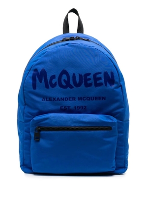 Alexander McQueen logo-print zipped backpack - Blue