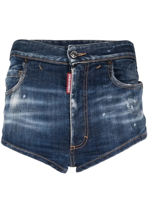 DSQUARED2 logo-patch denim shorts - Blue