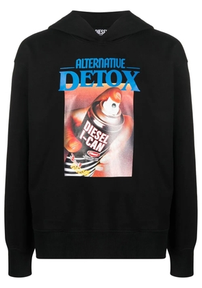 Diesel logo print cotton hoodie - Black