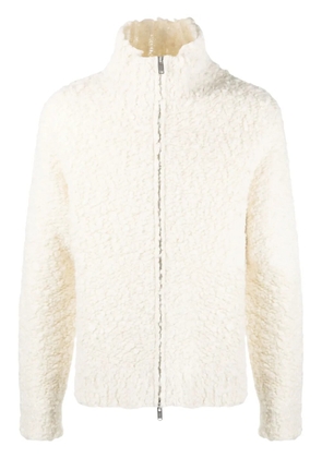 Jil Sander high-neck zip-up shearling jacket - Neutrals