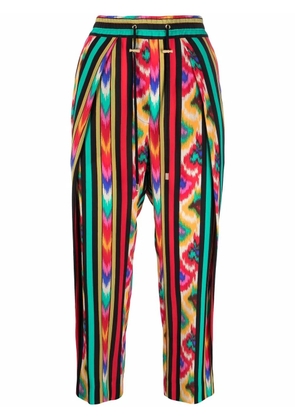 Balmain abstract-print silk trousers - Red