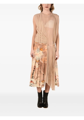 Maison Margiela pleated floral-print midi dress - Neutrals