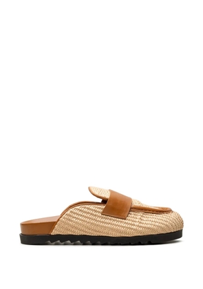 CHUCKIES woven raffia leather-trim mules - Neutrals