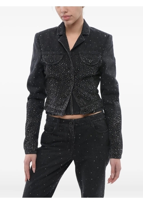 Off-White rhinestone-embellished cropped denim jacket - Black