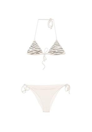 MC2 Saint Barth Leah embellished zebra-pattern bikini - Neutrals