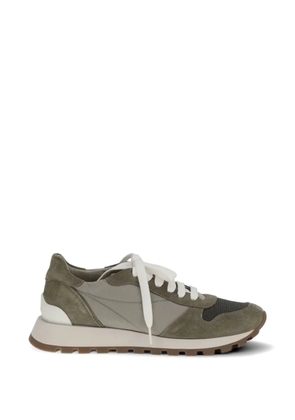 Brunello Cucinelli suede-panelled mesh sneakers - Green