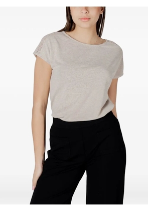 Street One mesh-detail T-shirt - Neutrals