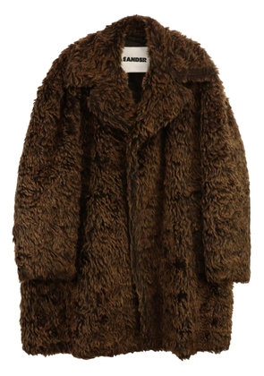Jil Sander single-breasted faux-fur coat - Brown
