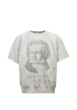 SAINT MXXXXXX distressed graphic-print sweater - Grey