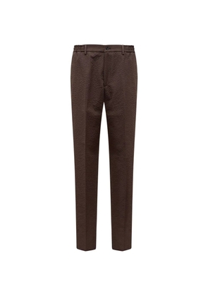 Tagliatore seersucker-textured pleated trousers - Brown