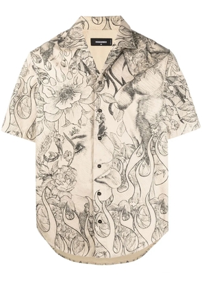 DSQUARED2 graphic-print short-sleeved shirt - Neutrals