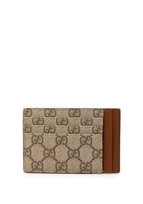 Gucci Pre-Owned 2016-2026 GG Supreme Emblem card holder - Neutrals