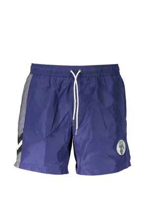Karl Lagerfeld logo-patch striped swim shorts - Blue