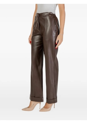 LIU JO pressed-crease turn-up trousers - Brown