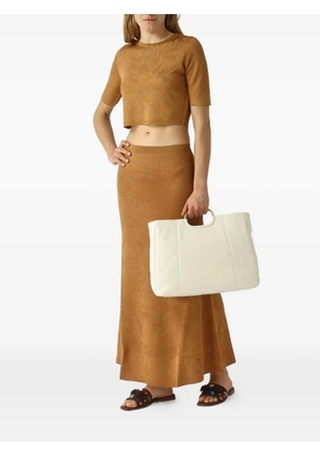 TWINSET pointelle-knit damask-pattern skirts - Brown