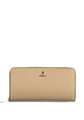 Furla XL Camelia grained-leather wallet - Neutrals