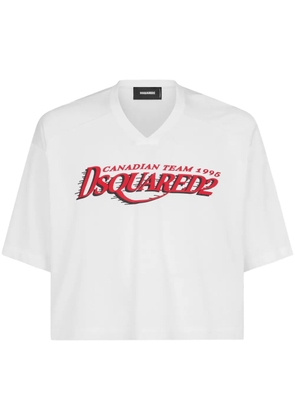 DSQUARED2 logo-print V-neck T-shirt - White